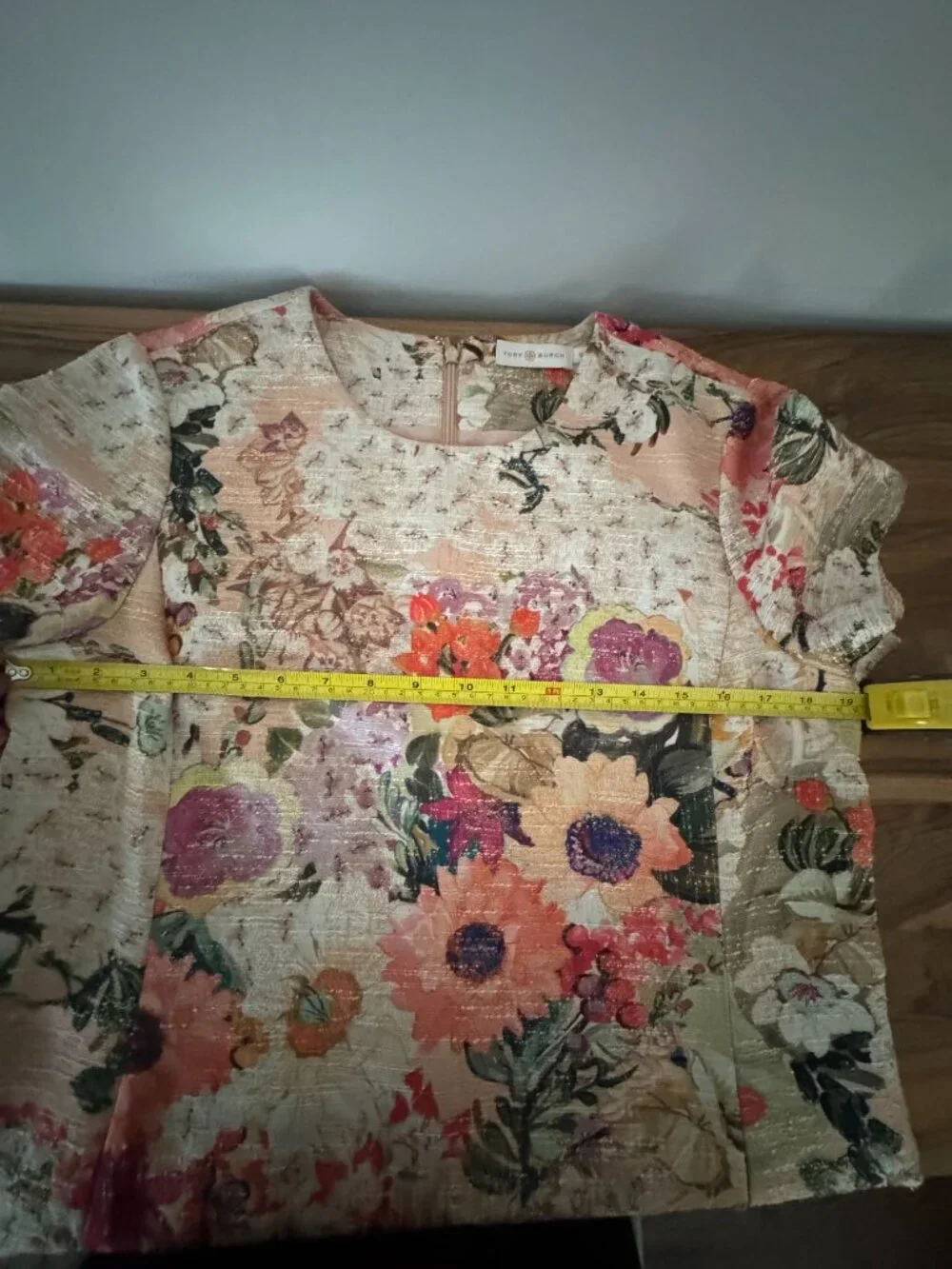 Tory Burch Peach Floral Mosaic Dress US Size 12 - Picture 7 of 12